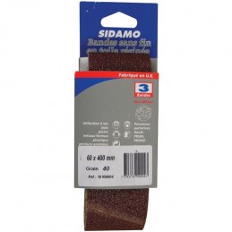 : BANDE ABRASIVES SANS FIN CORINDON 60X400 GR40  BLISTER DE 3