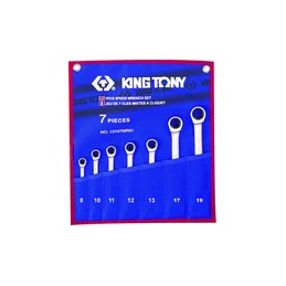 KING TONY  : Trousse de clés mixtes à cliquet métriques - 7 pièces